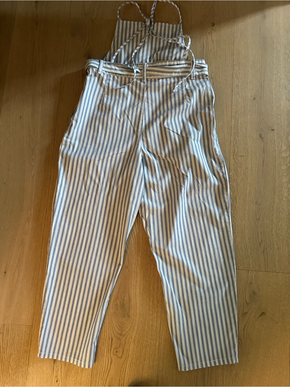 FREE PEOPLE ISABELLE STRIPED COTTON JUMPSUIT OVERALLS  TIE WAIST SMALL - Picture 4 of 10
